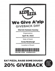 Azzip Pizza Giveback Warrick Humane Society